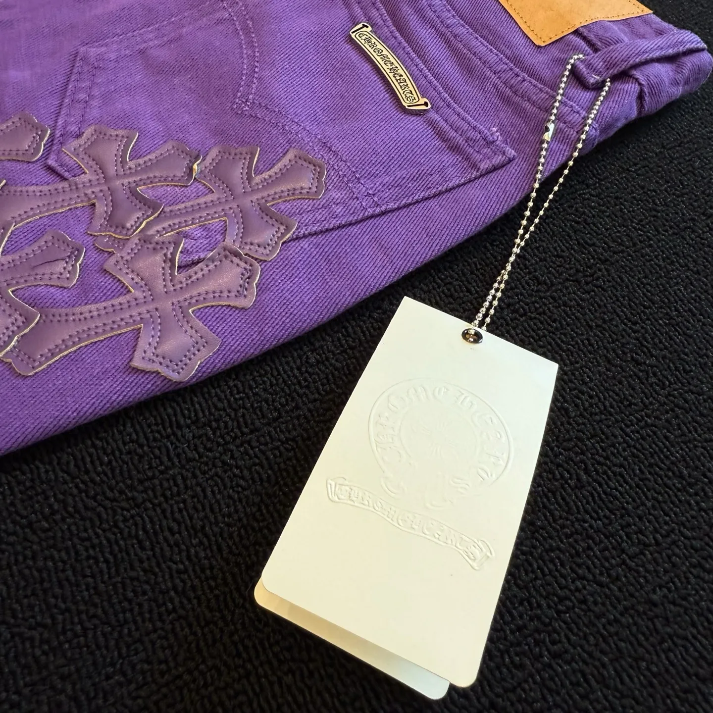 P260 Style Number: D370 Chrome Hearts Chrome Hearts Purple Leather Jeans Size# 28 30 32 34